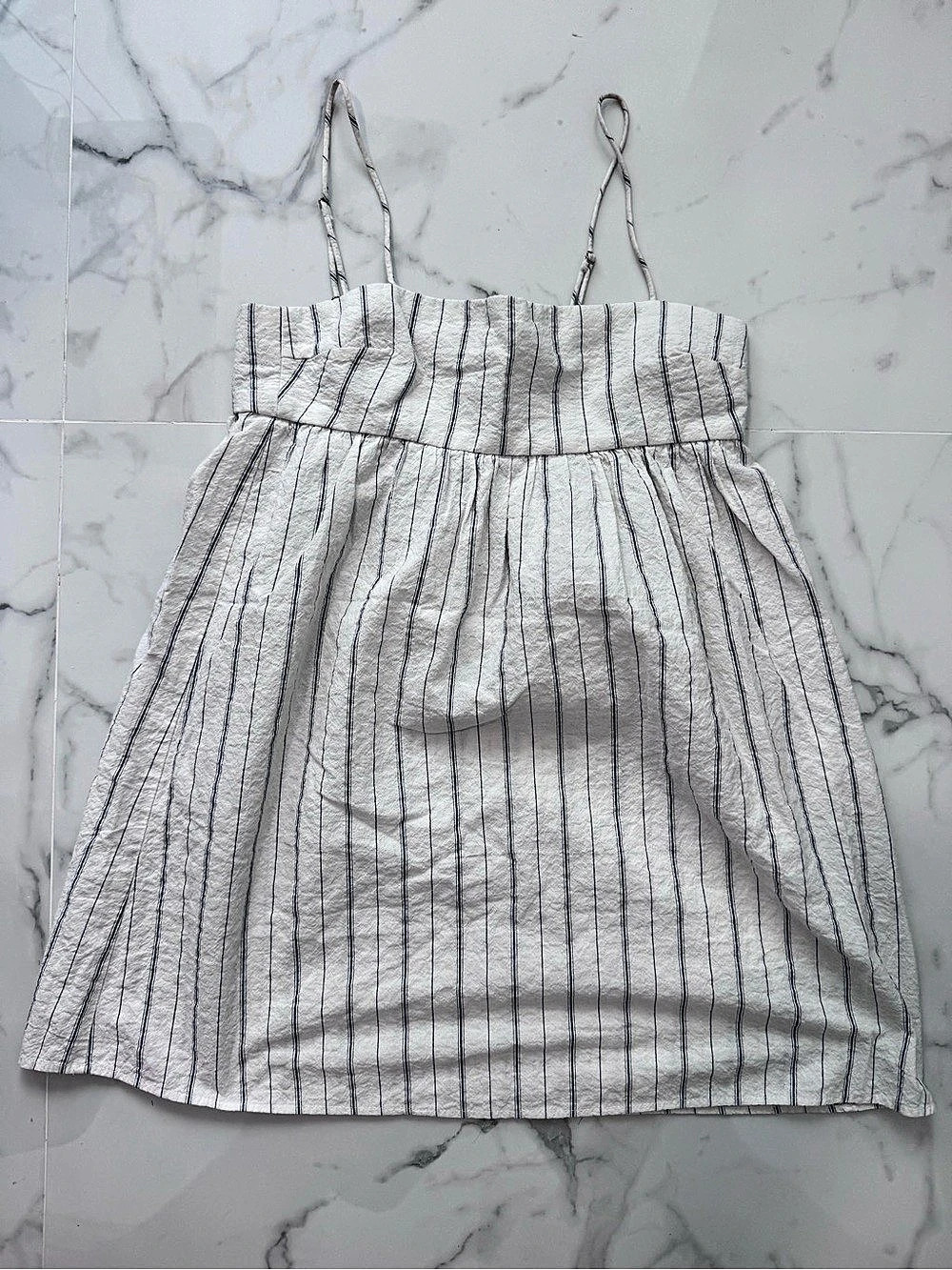 ZARA Striped Mini Dress in White & Blue Size Small Like New